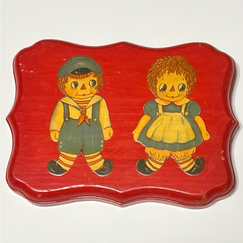 Vintage Raggedy Ann and Andy Wooden Wall Plaque